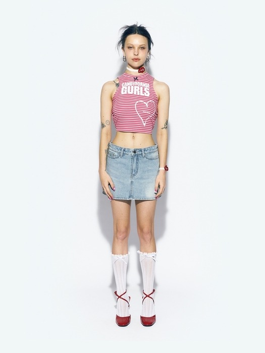 BACKSTRING SLEEVELESS T-SHIRT PINK