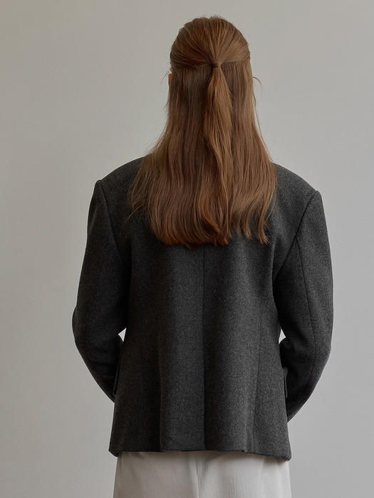 Wool overfit single jacket - Charcoal
