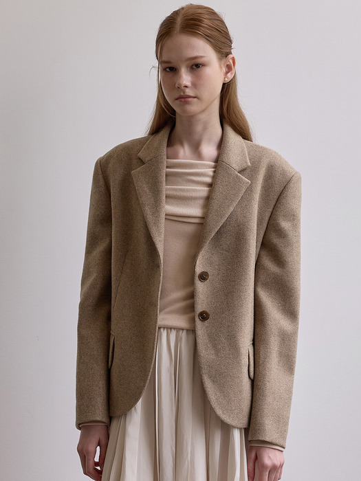 Wool overfit single jacket - Charcoal