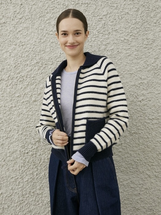 LIMOGES KNIT ZIP-UP CARDIGAN_NAVY