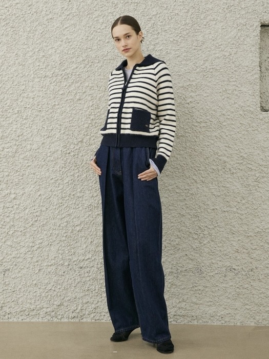 LIMOGES KNIT ZIP-UP CARDIGAN_NAVY