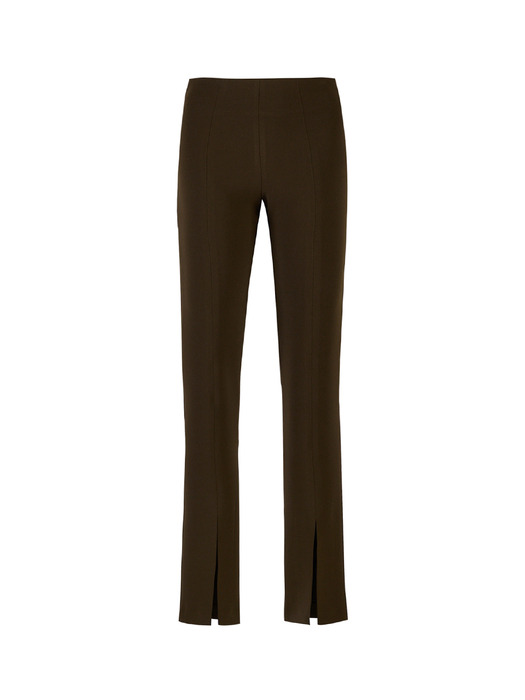 STRETCH SLIT SLIM FIT PANTS (BROWN)