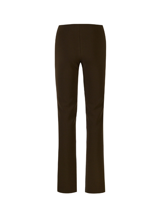 STRETCH SLIT SLIM FIT PANTS (BROWN)