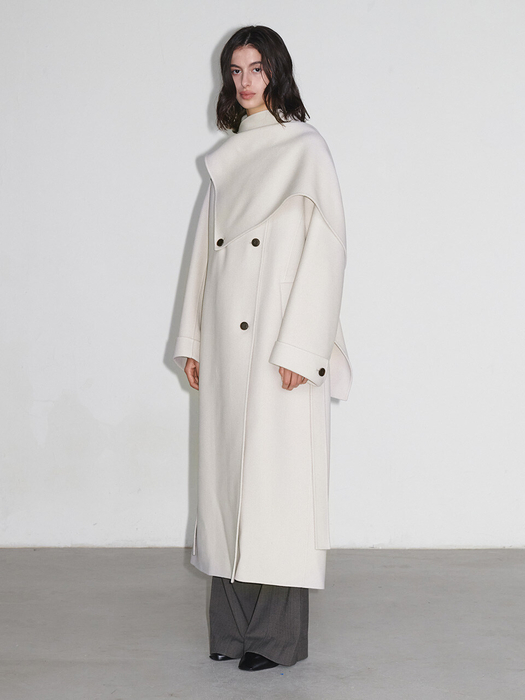 Belted Wool Herringbone Muffler Coat SW4WH901-90