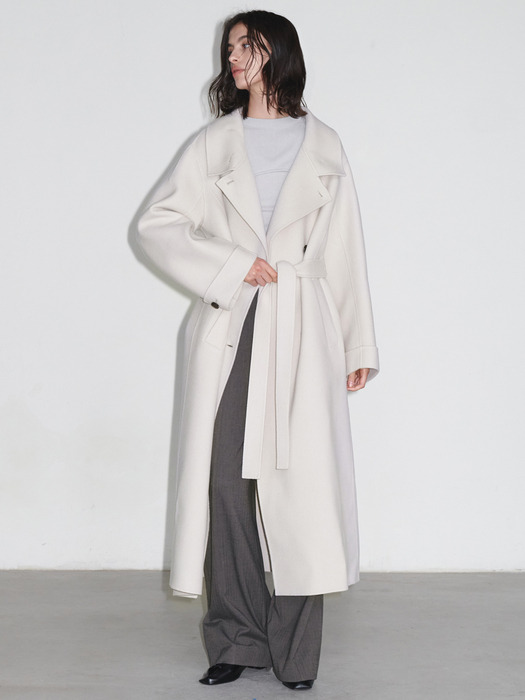 Belted Wool Herringbone Muffler Coat SW4WH901-90