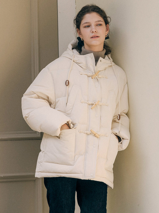 Hooded duffle duck-down jumper_Beige