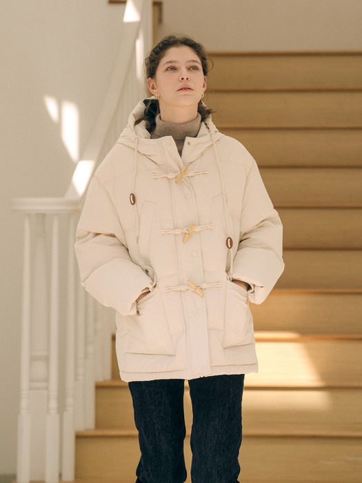 Hooded duffle duck-down jumper_Beige