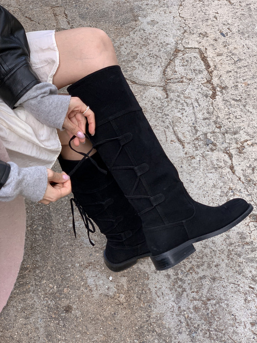 Lace-up suede boots