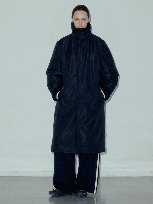 Wool Blend Shearing Mix Long Coat_CTO125(Black)