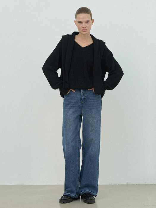 WARM LOOSE STRAIGHT DENIM PANTS(PT-5614)