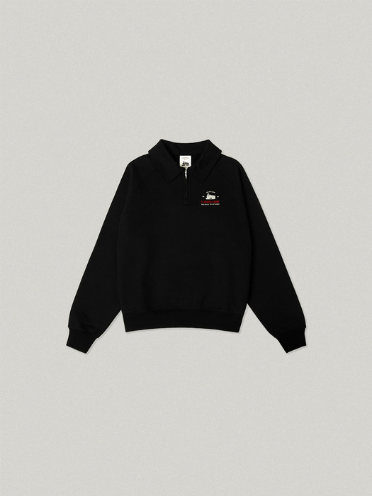 DUR COLLAR ZIP UP SWEAT SHIRT [BLACK]