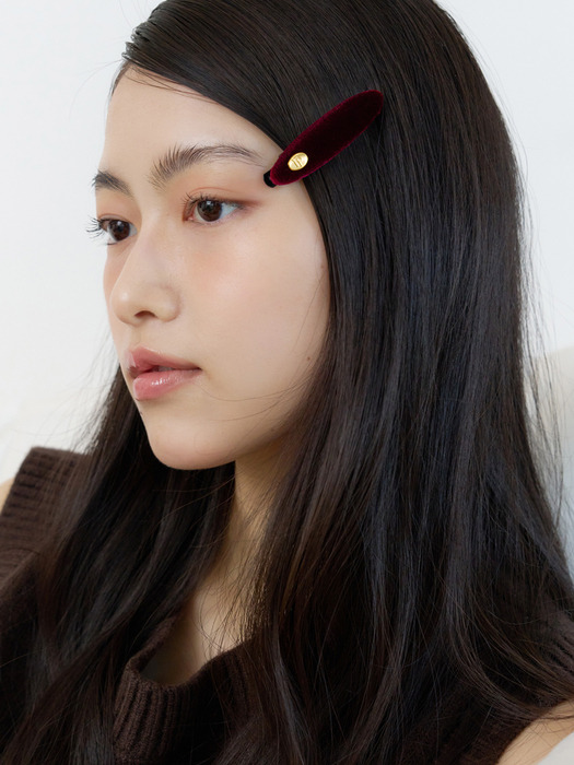 oval velvet hair pin (4colors)