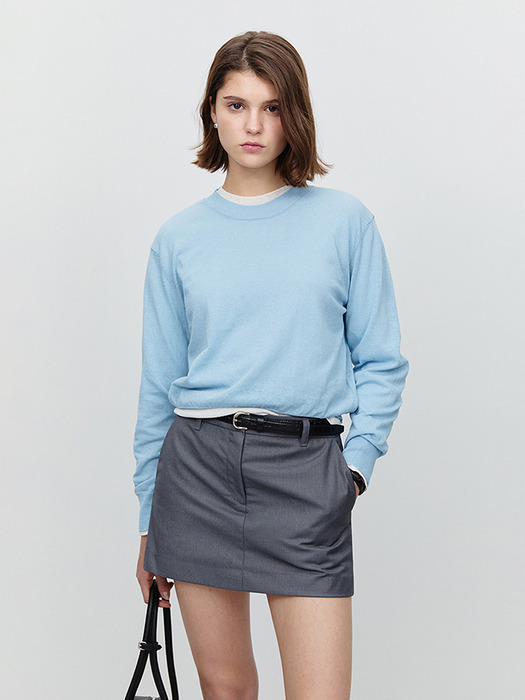 UNISEX SHEER CREWNECK SWEATER BLUE_UDSW5A106B2 - Image 2