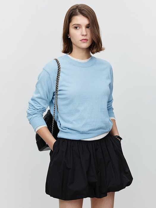 UNISEX SHEER CREWNECK SWEATER BLUE_UDSW5A106B2 - Image 1