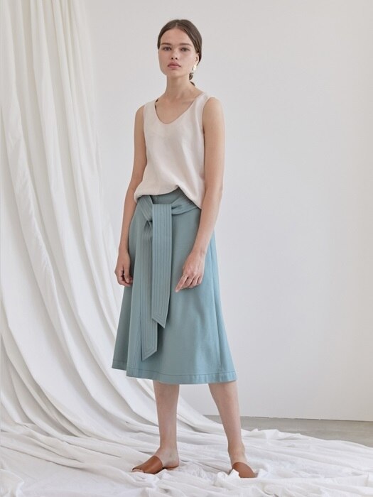 TIE-FRONT SKIRT_MINT GREEN	