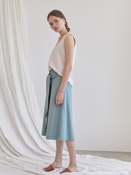 TIE-FRONT SKIRT_MINT GREEN	