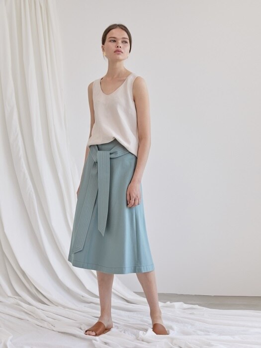 TIE-FRONT SKIRT_MINT GREEN	