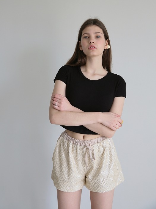 SOFT Spangle Short Pants_Beige 