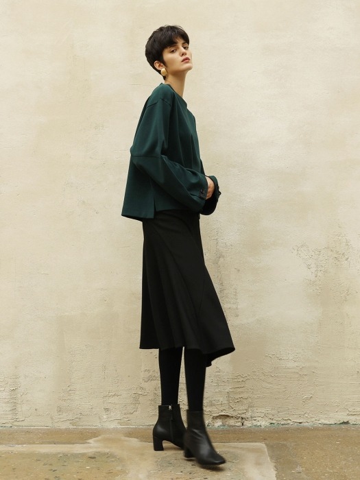 Flared midi skirt_Black