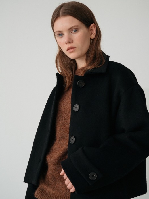 19fw wool short coat (black)