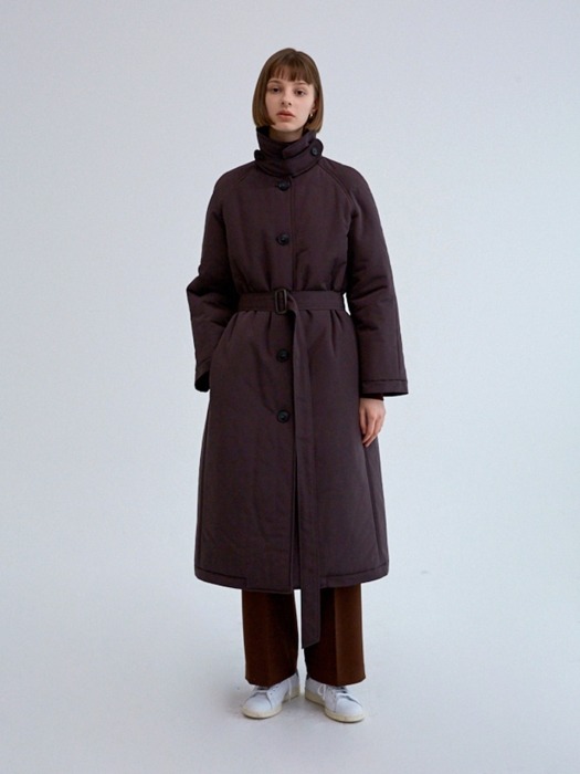 OVER FIT PADDING COAT  BROWN