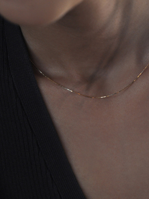 Wire Silky Chain #square Necklace (14k/18k)