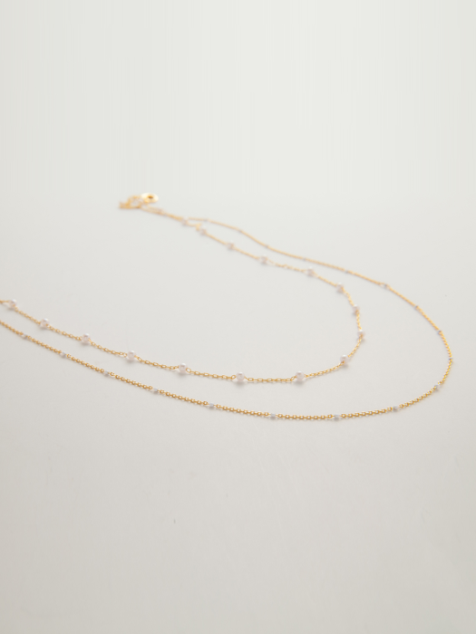 TWO LINE LAYERED PEARL NECKLACE (B)_NZ0981