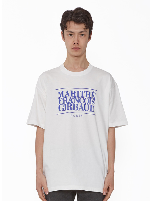 MARITHE CLASSIC LOGO TEE off white/french blue