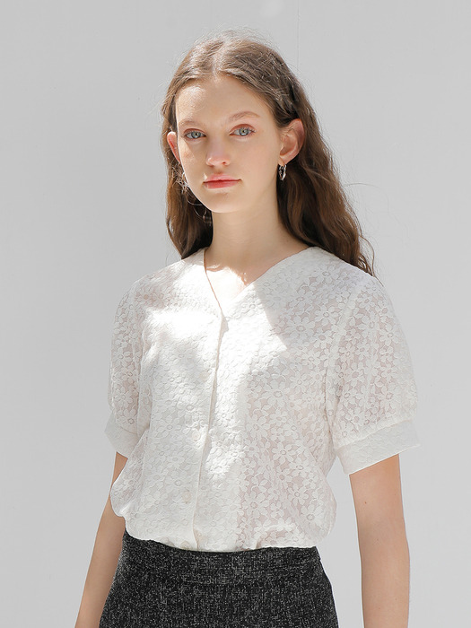LACE FLOWER SHIRT_WHITE
