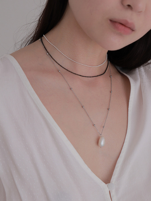 [단독]silver ball chain necklace