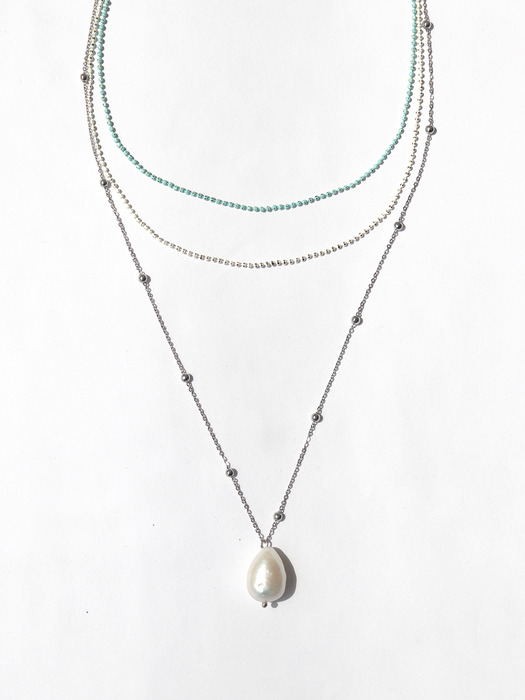 [단독]silver ball chain necklace