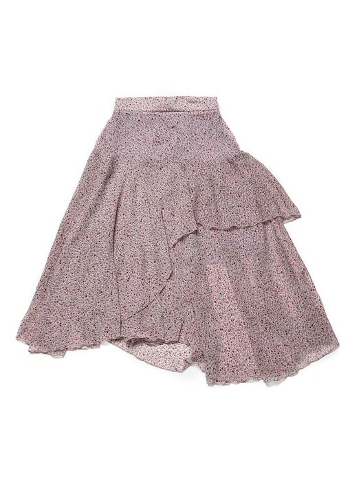 Layered Floral long Skirt (Pink Wine)