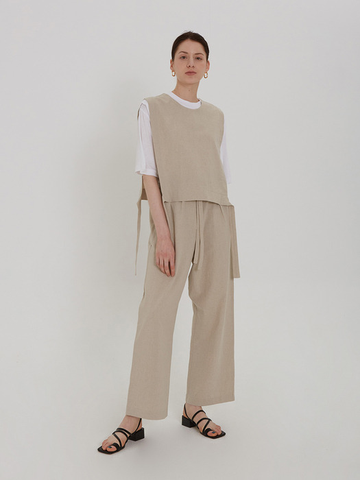 linen 2way pants beige