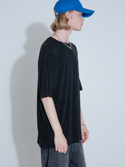 OVERFIT SOFT LOGO HALF T-SHIRT_BLACK