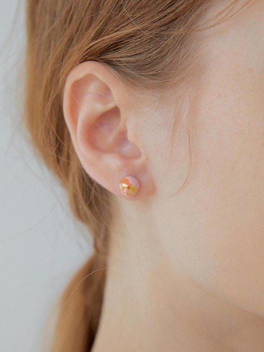 2020 Pantone color marbling round earring (pink)