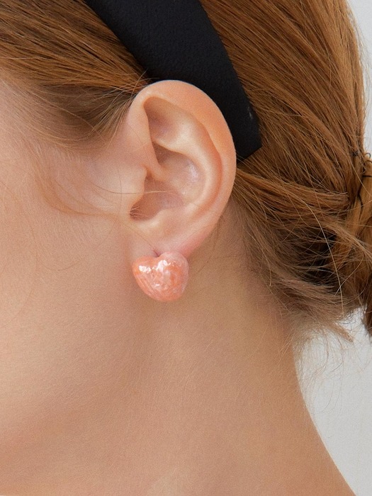 Luster Heart ceramic earring(Pink)