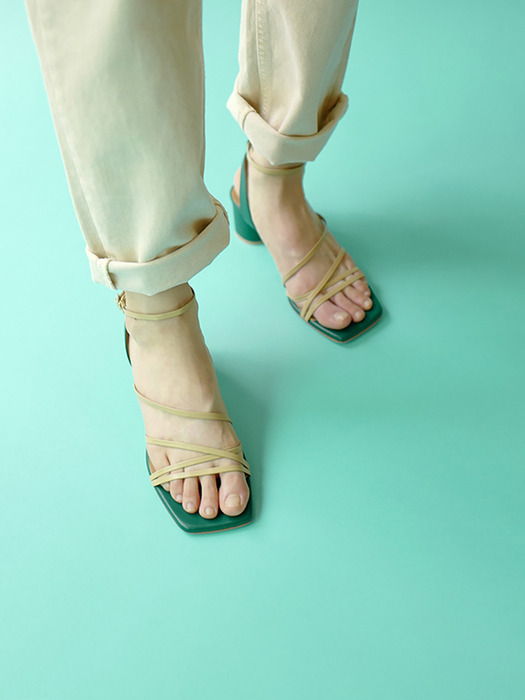 Anne Sandals in Beige and Green