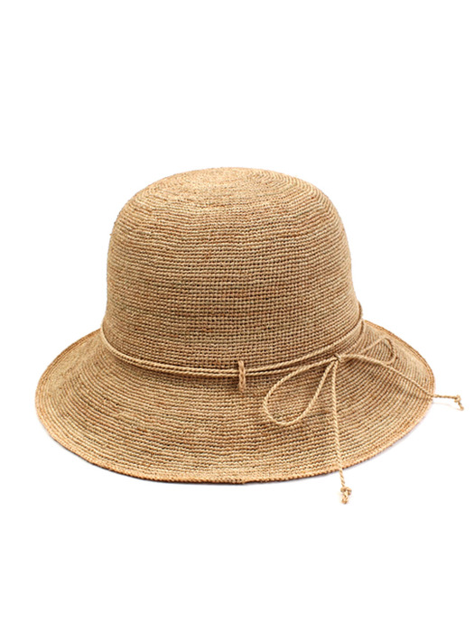 Beige Ribbon Raffia Cloche Hat 여름페도라