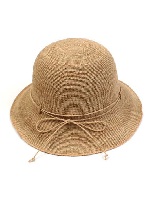 Beige Ribbon Raffia Cloche Hat 여름페도라