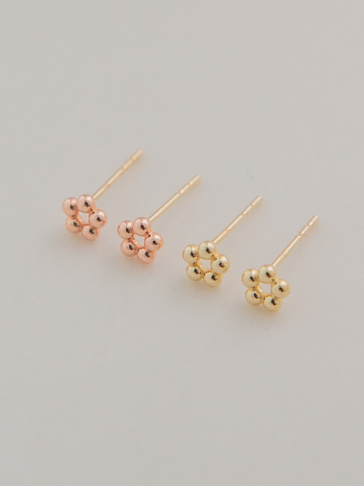 14k gold mini dot flower earrings (14k 골드)