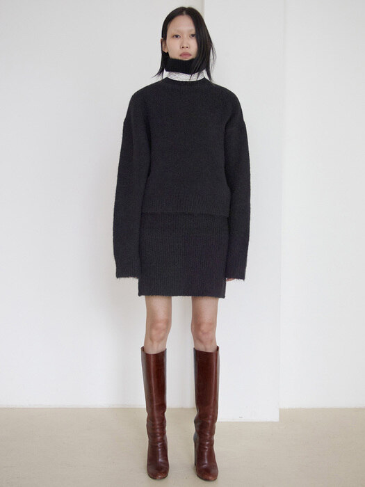 [BC20AWKN11] WOOL&MOHAIR TURTLENECK PULLOVER [BLACK]