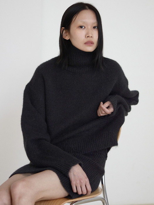 [BC20AWKN11] WOOL&MOHAIR TURTLENECK PULLOVER [BLACK]