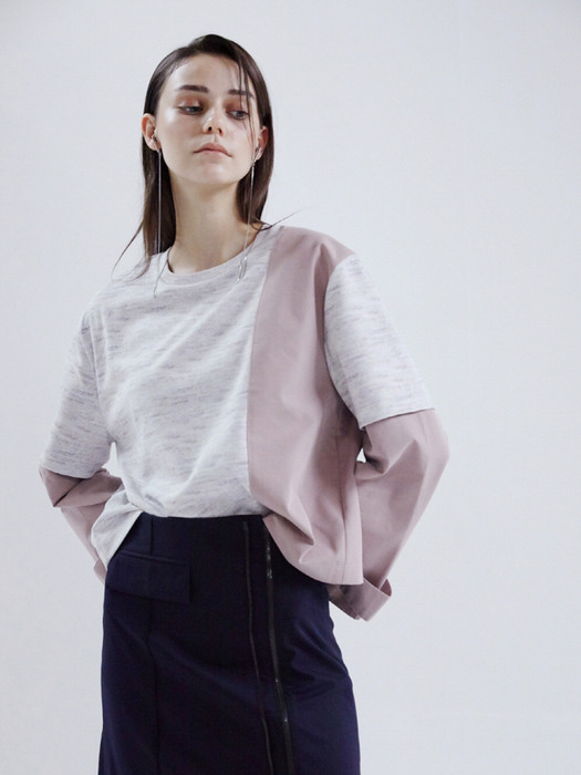 Trench layered t-shirts ; dusty pink