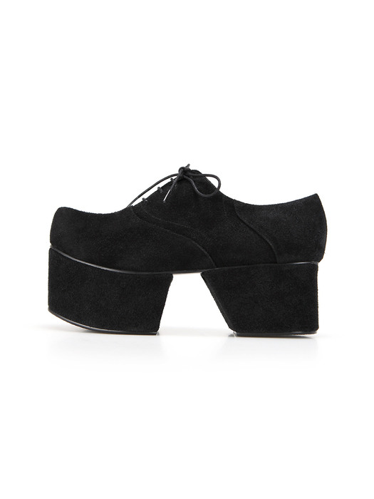 Pointed Toe Derby with Separated Platforms | Calm black
