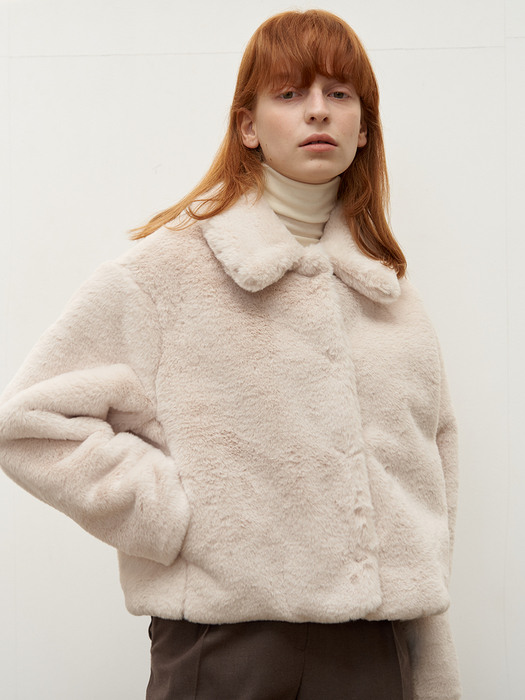 Crop fur jacket - Cream