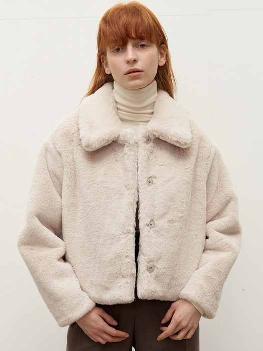 Crop fur jacket - Cream