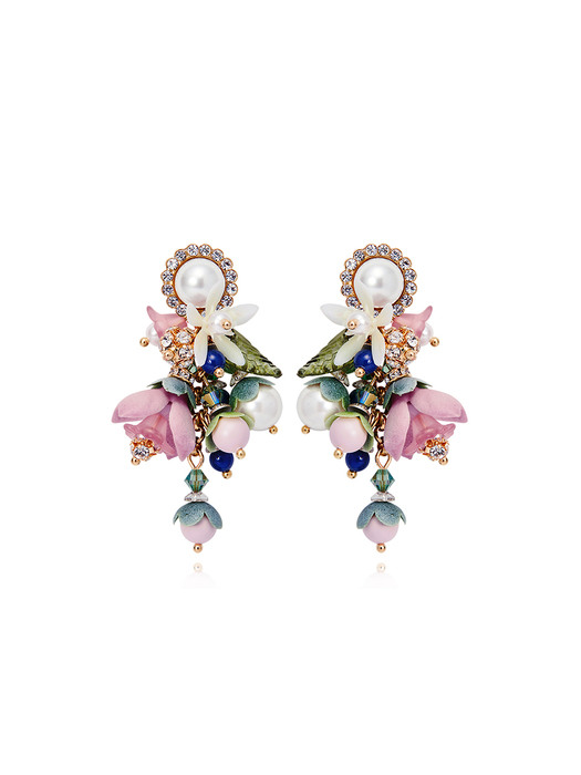 Primrose Bouquet Violet Earrings