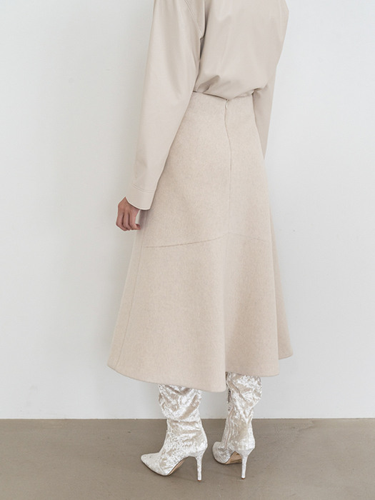 Emma wool and fox-blend assymetric skirt