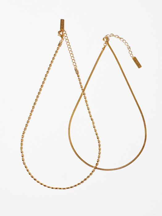 [단독]ways gold chain necklace 2set