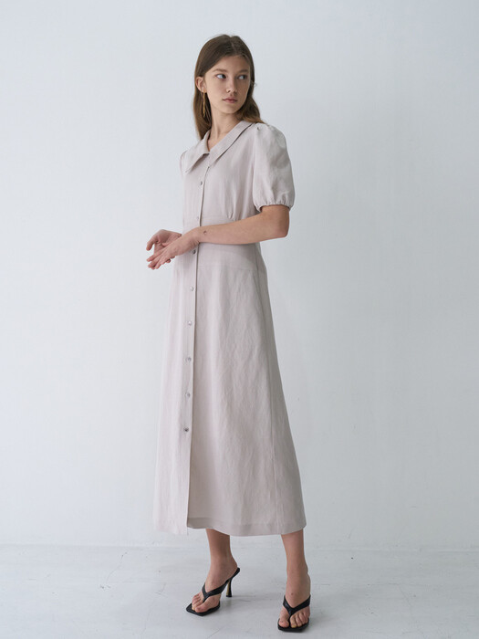21 Spring_L/Gray Linen Baby Doll Dress